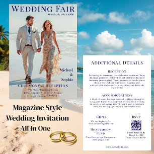 Invitation Mariage de couverture de magazine sur la plage