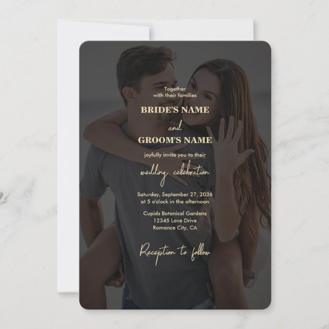 Invitation Mariage de couverture photo Black Gold moderne (Devant)