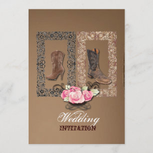 Invitation Mariage de cow-boy de campagne occidentale rustiqu