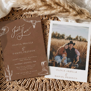 Invitation Mariage de cow-boy occidental rustique, photo, jus