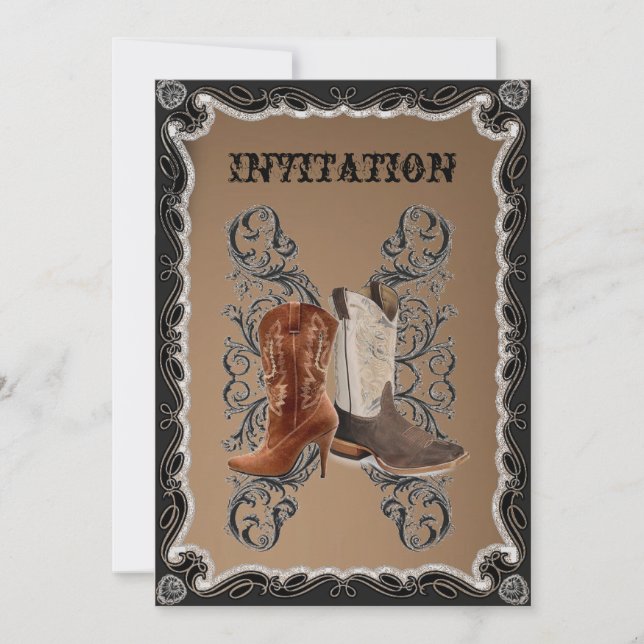 Invitation Mariage de cow-boy rustique de l'Ouest (Devant)