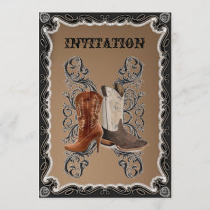 Invitation Mariage de cow-boy rustique de l'Ouest