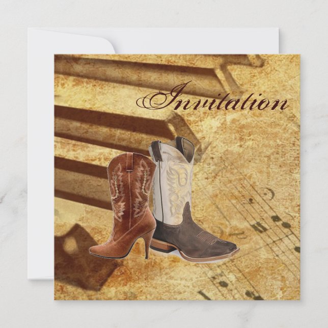 Invitation Mariage de cow-boy rustique de l'ouest américain (Devant)