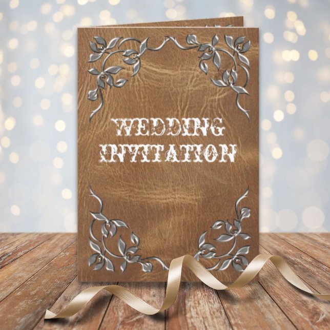 Invitation Mariage de cow-boy rustique de l'Ouest américain (Rustic Western Country Cowboy Wedding Invitation)