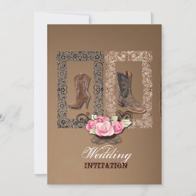 Invitation Mariage de cow-boy rustique de l'ouest américain (Devant)