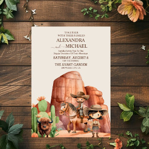 Invitation Mariage de cow-boy rustique vintage Cheval Cactus