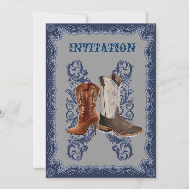 Invitation Mariage de cowboy country western rustique (Devant)