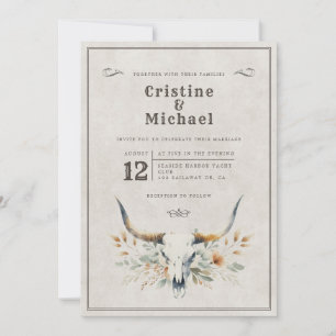 Invitation Mariage de crâne à long vertige rustique