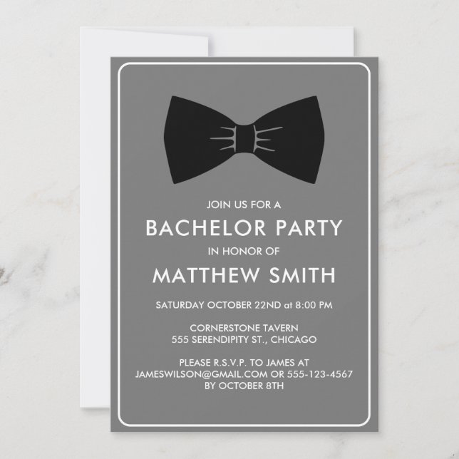 Invitation Mariage de Cravate de la  de Bachelor Party Black  (Devant)