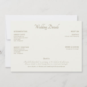 Invitation Mariage de crème moderne Détails II