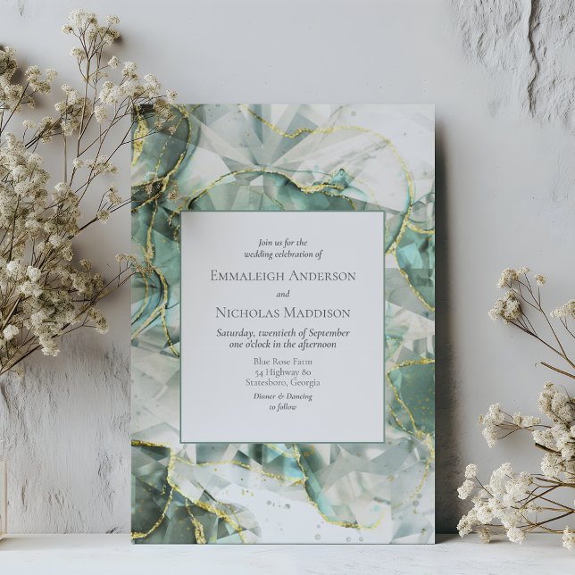 Invitation Mariage de cristal d'Aventurine vert Sage (Créateur téléchargé)