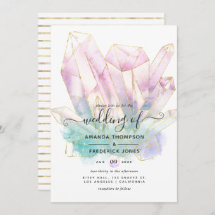 Invitation Mariage de cristaux d'aquarelle géométrique