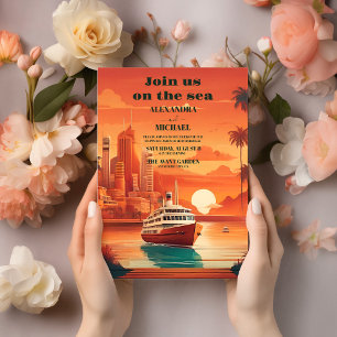 Invitation Mariage de croisière de palmier Nautique Seascape 