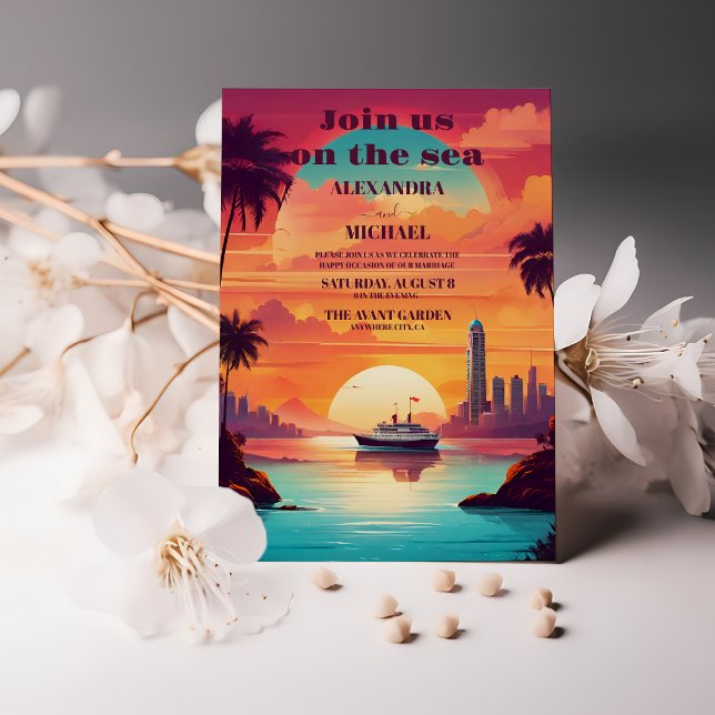 Invitation Mariage de croisière de plage Costal Seascape (Créateur téléchargé)