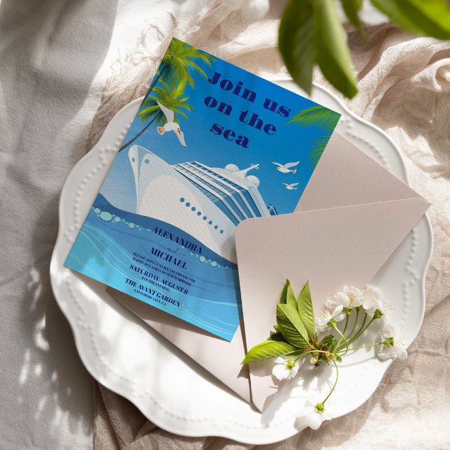 Invitation Mariage de croisière de plage Costal Seascape (Créateur téléchargé)