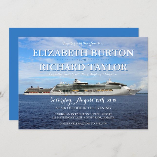 Invitation Mariage de croisière nautique de plage  (Devant / Derrière)