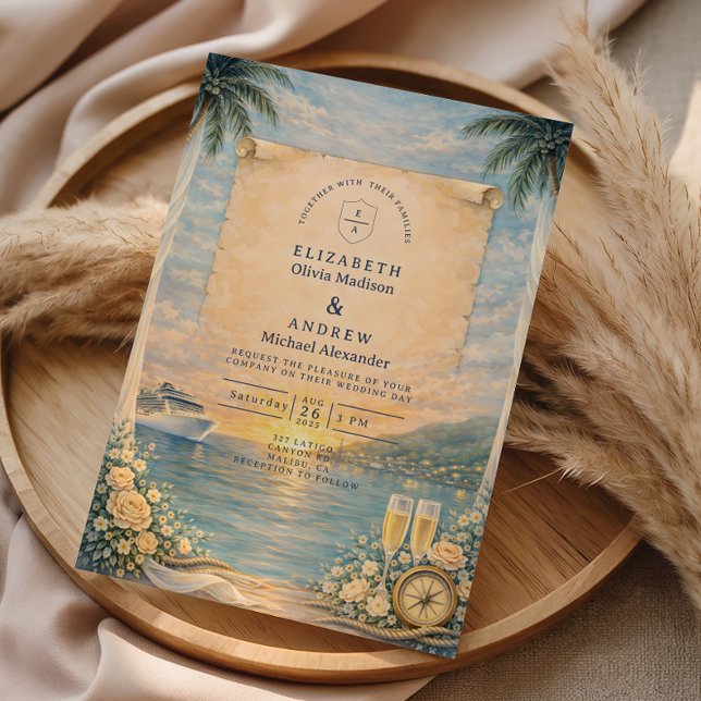Invitation Mariage de croisière vue sur l'océan (Créateur téléchargé)