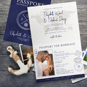 Invitation Mariage de croisières de la Marine Blue Passport D