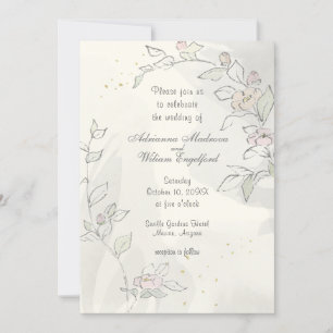 Invitation Mariage de croquis crayon rose