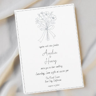 Invitation Mariage de croquis simple Fleur et Bow Whimsical