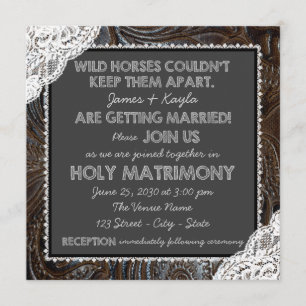 Invitation Mariage de cuir et de tableau de dentelle