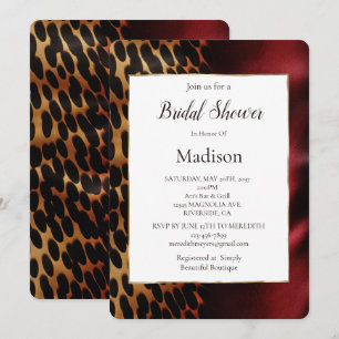 Invitation Mariage de Cuir Rouge Or Noir