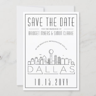 Invitation Mariage de Dallas Skyline stylisé Enregistrer la d