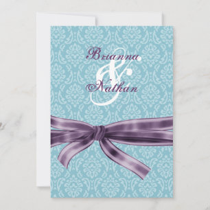 Invitation Mariage de Damas et de Bow bleu et violet