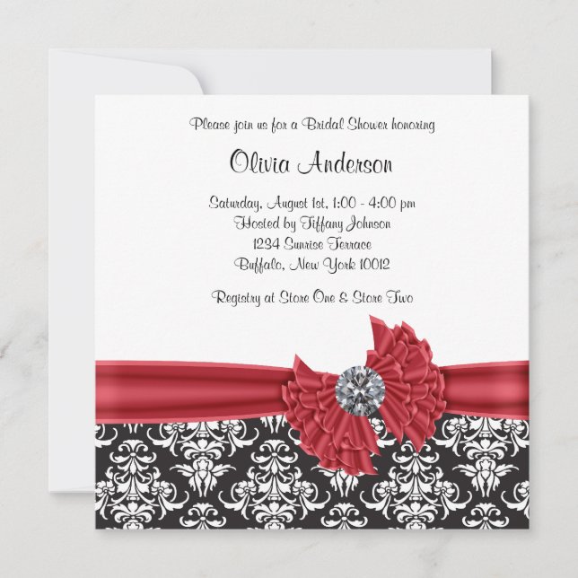 Invitation Mariage de Damas Rouge Noir (Devant)