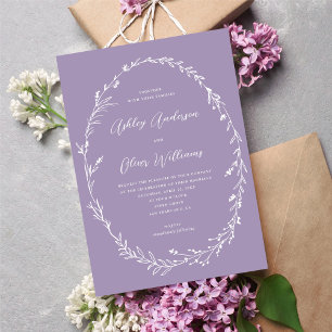 Invitation Mariage de  de Fleur sauvage violet de lavande rus