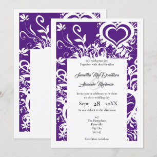 Invitation Mariage de découpe de papier à fleurs violet et bl
