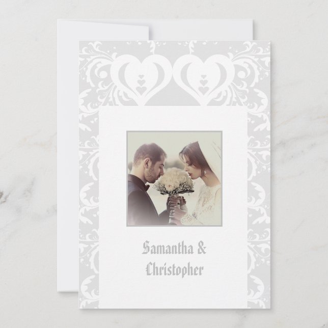 Invitation Mariage de découpe de papier gris (Dos)
