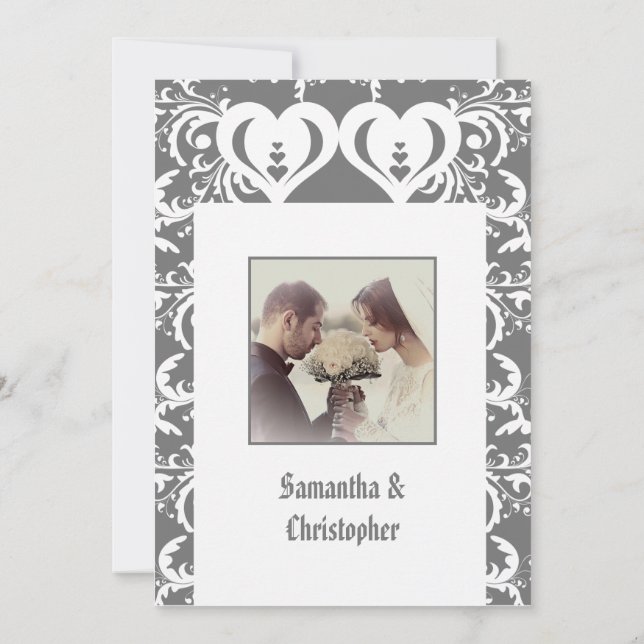 Invitation Mariage de découpe de papier gris (Dos)