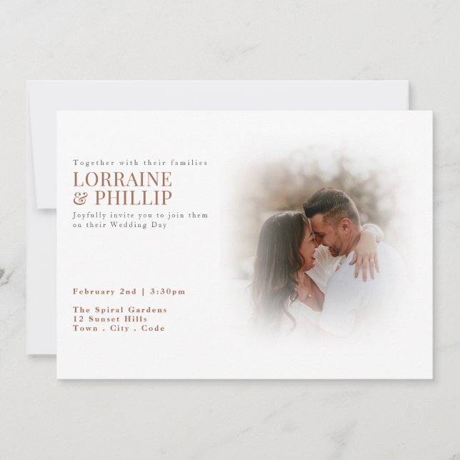 Invitation Mariage de dégradé de blanc doux (Devant)