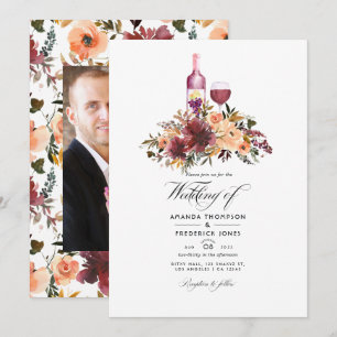 Invitation Mariage de dégustation de vin floral pêche Bordo P