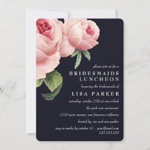 Invitation Mariage de déjeuner vintage Rose Rose Rose bleu fe