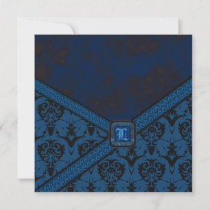 Invitation Mariage de dentelle bleu et noir plus clair