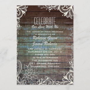 Invitation mariage de dentelle en bois de barnwood rustique m