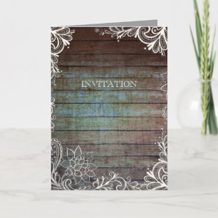 Invitation mariage de dentelle en bois de barnwood rustique m