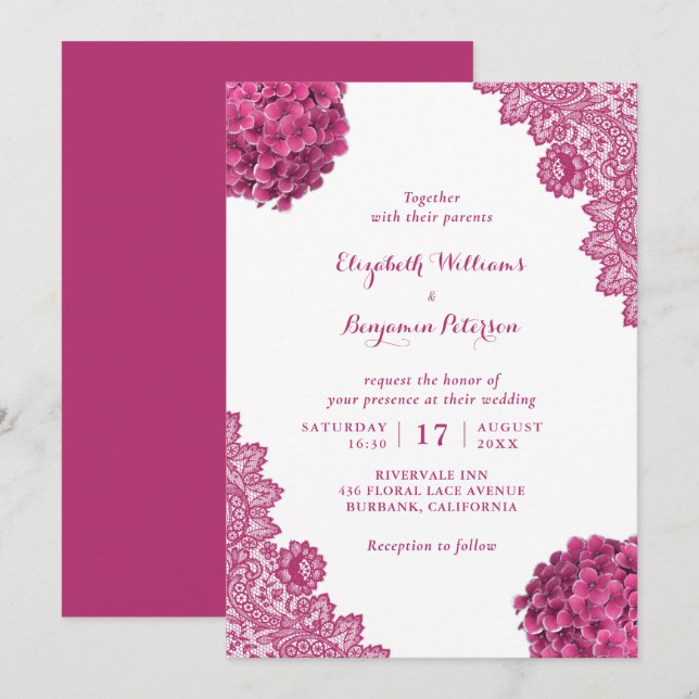 Invitation Mariage de dentelle fleurie Russe Personnalisé (Devant / Derrière)