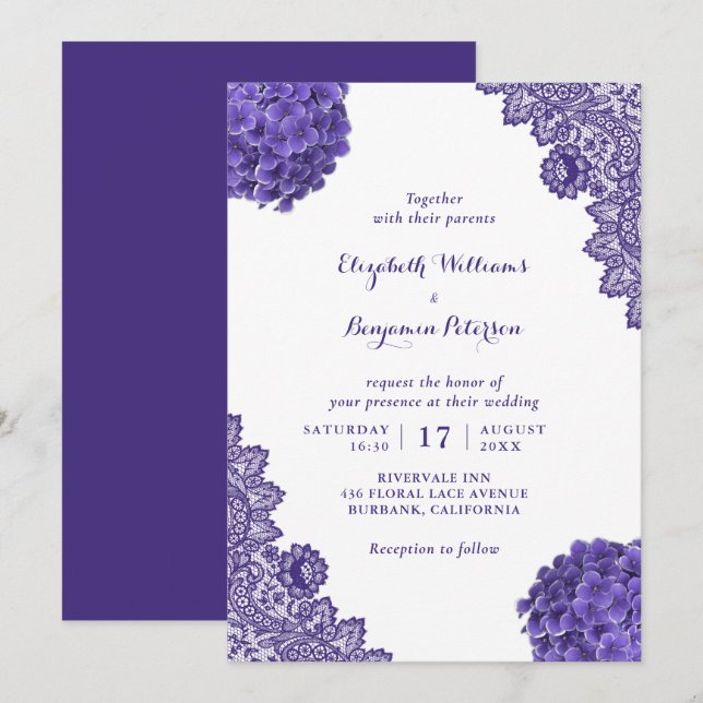 Invitation Mariage de dentelle fleurie Russe Personnalisé (Devant / Derrière)