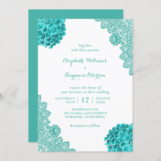 Invitation Mariage de dentelle Hydrangea Russe Personnalisé