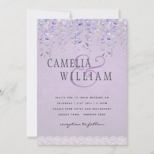 Invitation Mariage de dentelle moderne violet