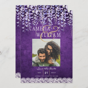 Invitation Mariage de dentelle moderne violet