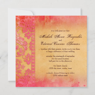 Invitation Mariage de dentelle Rockin Rose Grunge Damask