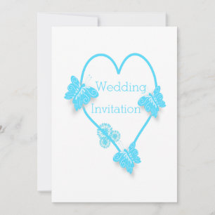 Invitation Mariage De Design Coeur Bleu Et Papillons