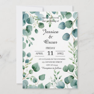 Invitation Mariage de design Eucalyptus couleur douce