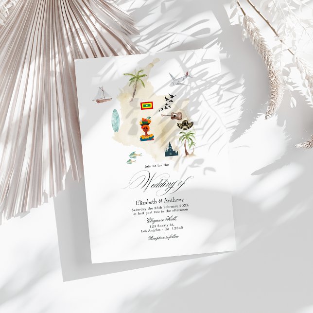Invitation Mariage de destination à Cartagena Colombie (Cartagena Colombia Destination Wedding Invitation)