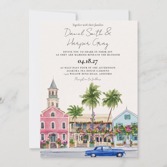 Invitation Mariage de destination à Key West dans les Keys de (Devant)