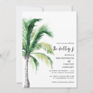 Invitation Mariage de destination à l'aquarelle avec palmier